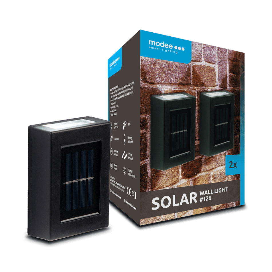 Solarna LED zidna svjetiljka WS126, 2 komada