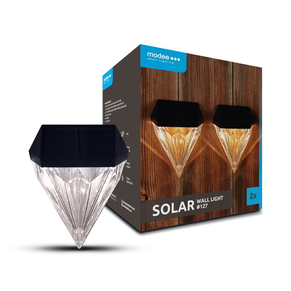 Solarna LED zidna svjetiljka WS127, 2 komada