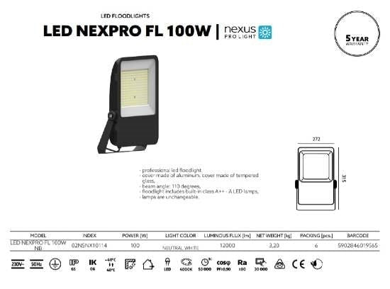 LED reflektor NEXPRO 100W