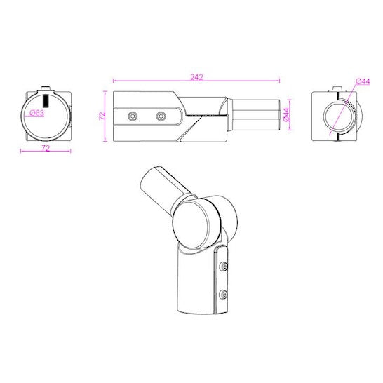 adapter za rasvjetni stup sa 60mm na 40mm - skica