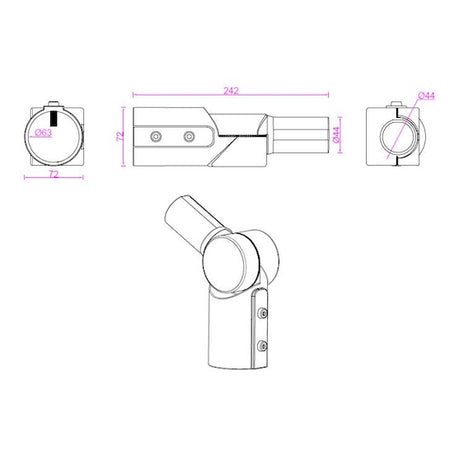 adapter za rasvjetni stup sa 60mm na 40mm - skica