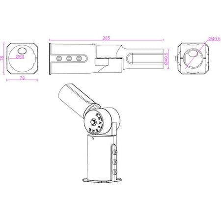 adapter za rasvjetni stup sa 60mm na 50mm - skica
