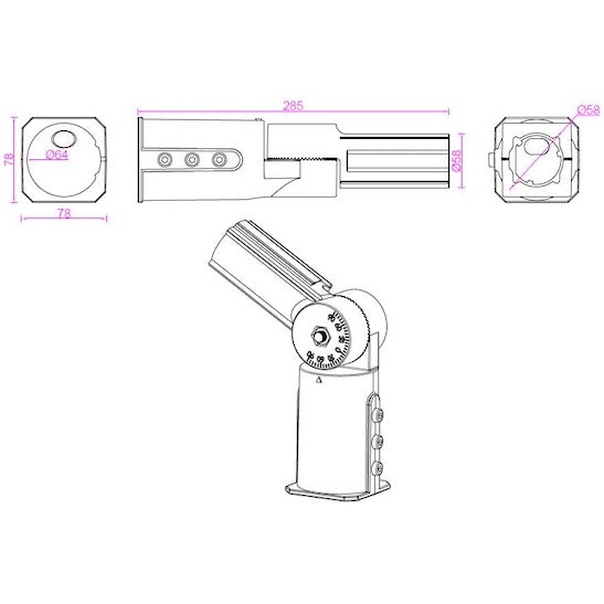 adapter za rasvjetni stup sa 60mm na 60mm - skica