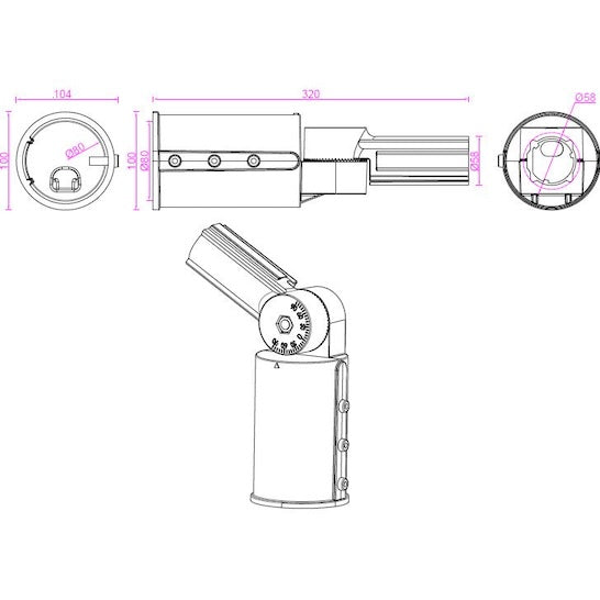 adapter za rasvjetni stup sa 80mm na 60mm - skica