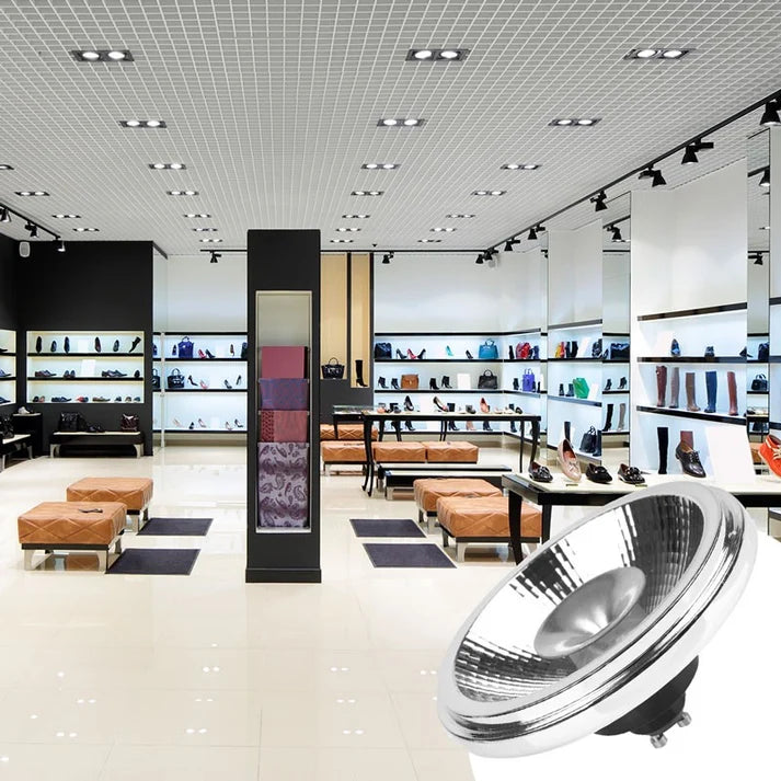 ar111 led žarulja gu10 - prikaz kako svjetli u trgovini
