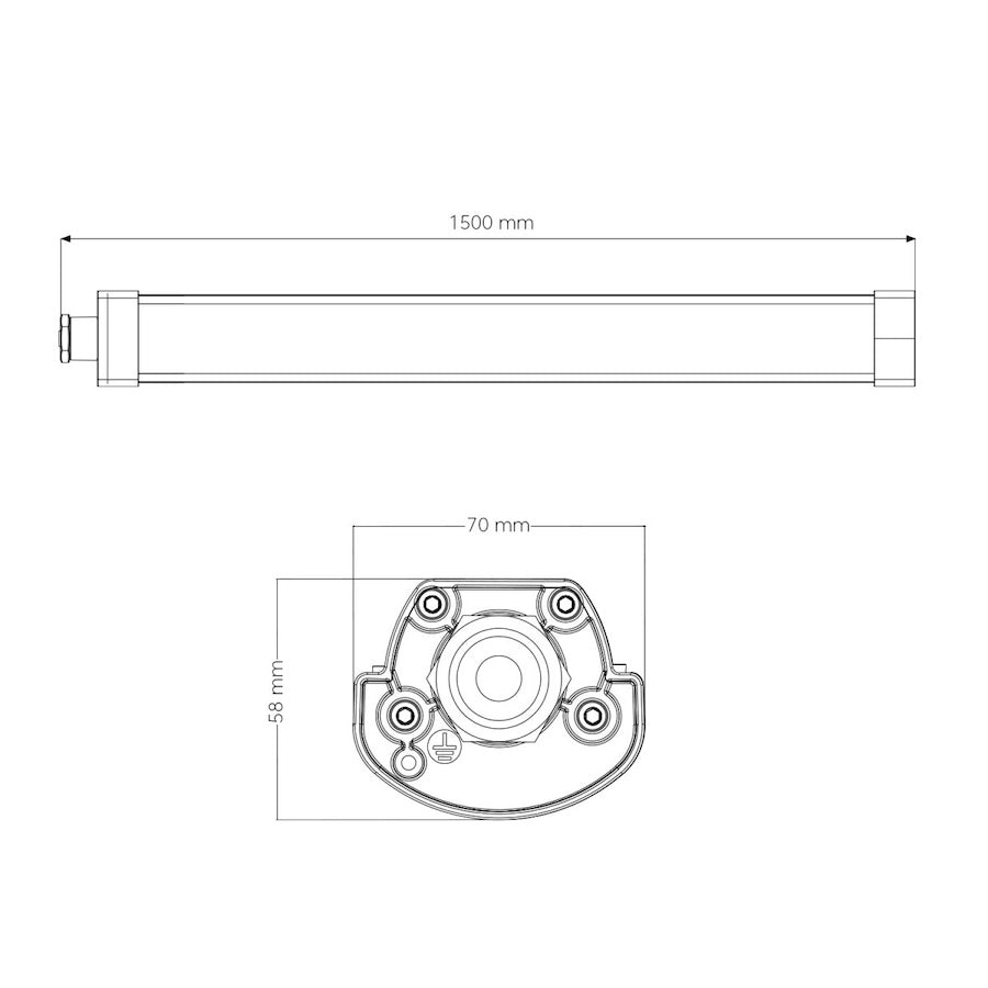 Atex led lampa snage 80w dužine 150cm žute boje - dimenzije