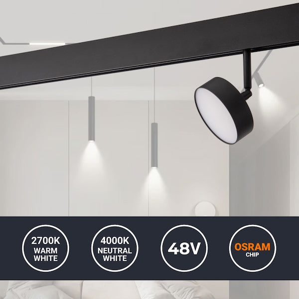 kružna led svjetiljka za magnetnu rasvjetu - snage 12w - osram led - 48v 