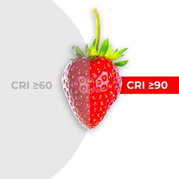 led linearni reflektor za magnetnu rasvjetu - prikaz razlike cri60 i cri 90 na primjeru jagode