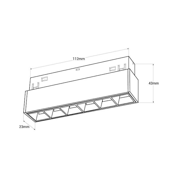 led linearni reflektor za magnetnu rasvjetu - snage 6w - skica dimenzija