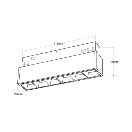 led linearni reflektor za magnetnu rasvjetu - snage 6w - skica dimenzija