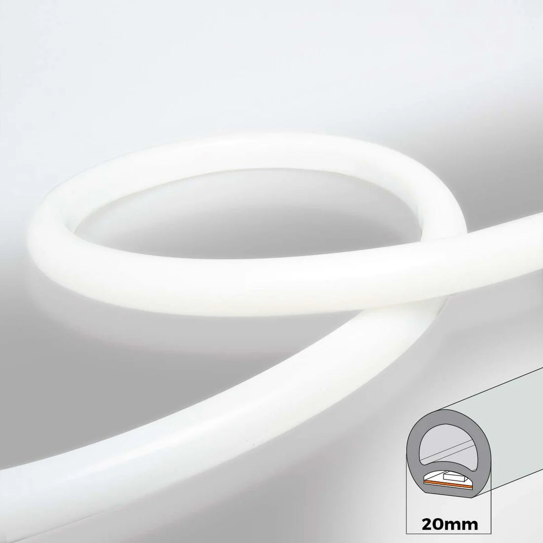 led neon flex rasvjeta prikaz kako svjetli 360 stupnjeva - debljine 20mm