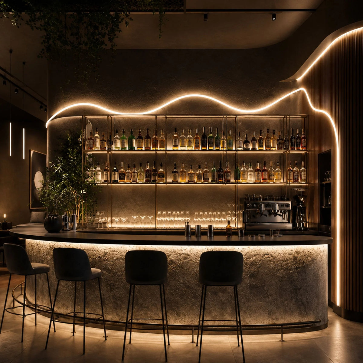led neon flex rasvjeta - prikaz kako svjetli u ugostiteljskom objektu