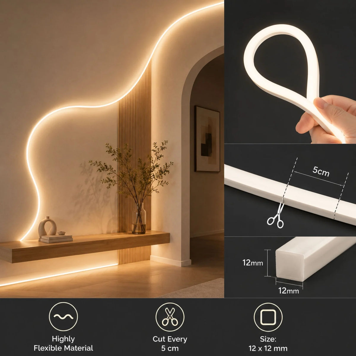 led neon flex rasvjeta  - 12x12mm