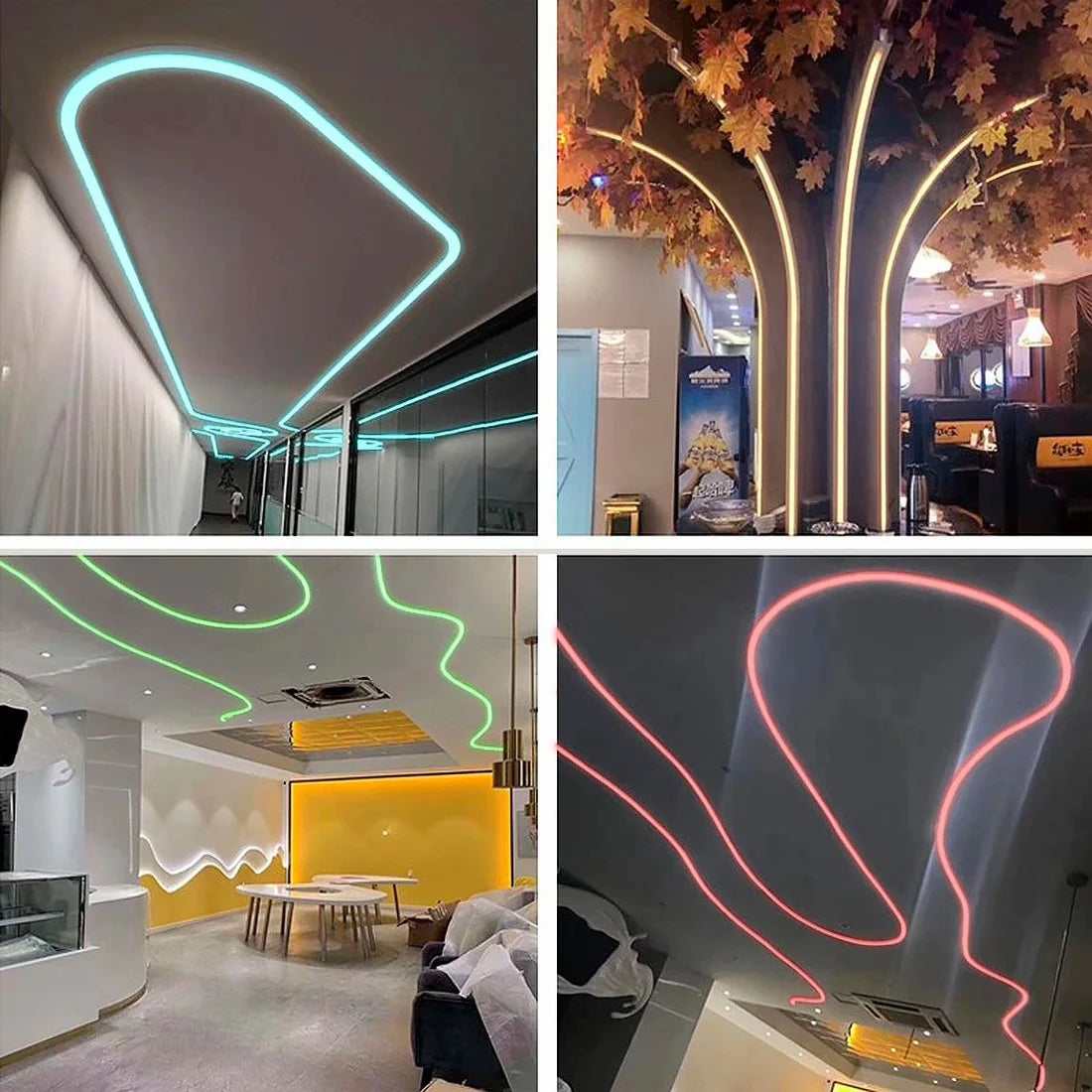 led neon flex rasvjeta - prikaz kako svjetli u untarnjim i vanjskim prostorima