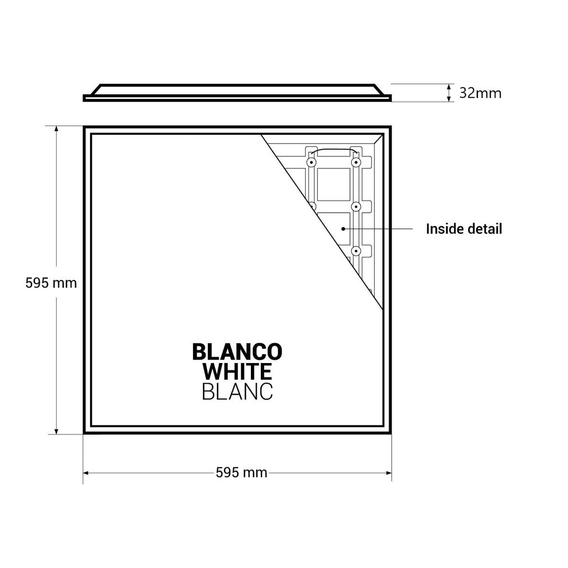 led panel 60x60 - dimenzije