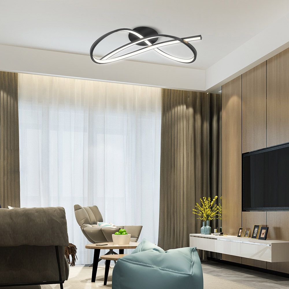 led plafonjera moderna crne boje u sobi