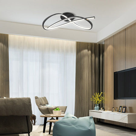 led plafonjera moderna crne boje u sobi