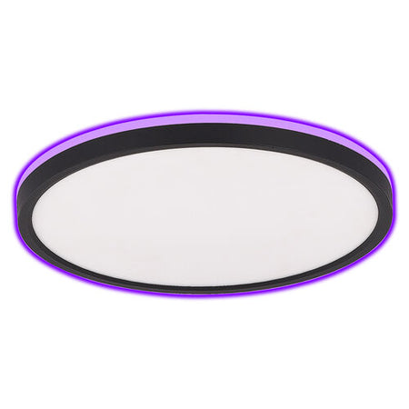 led plafonjera sa daljinskim - crni rub - pozadinsko osvjetljenje u rgb bojama