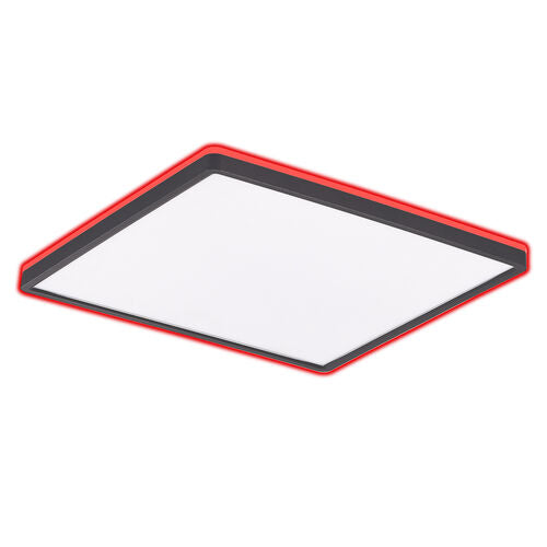 led plafonjera sa daljinskim kvadratna rgb sa crnim rubom i prikazom kako svjetli 
