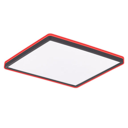 led plafonjera sa daljinskim kvadratna rgb sa crnim rubom i prikazom kako svjetli 