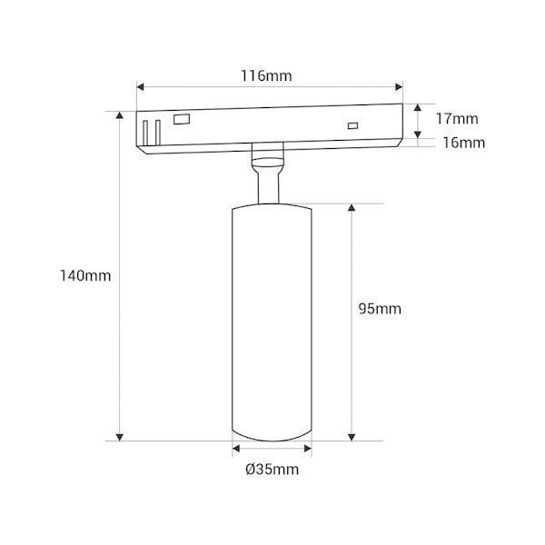 led reflektor za magnetnu rasvjetu snage 7w - skica dimenzija