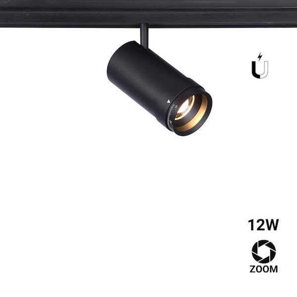 led spot crne boje sa zoom opcijom za magnetnu rasvjetu - 12W - zoom