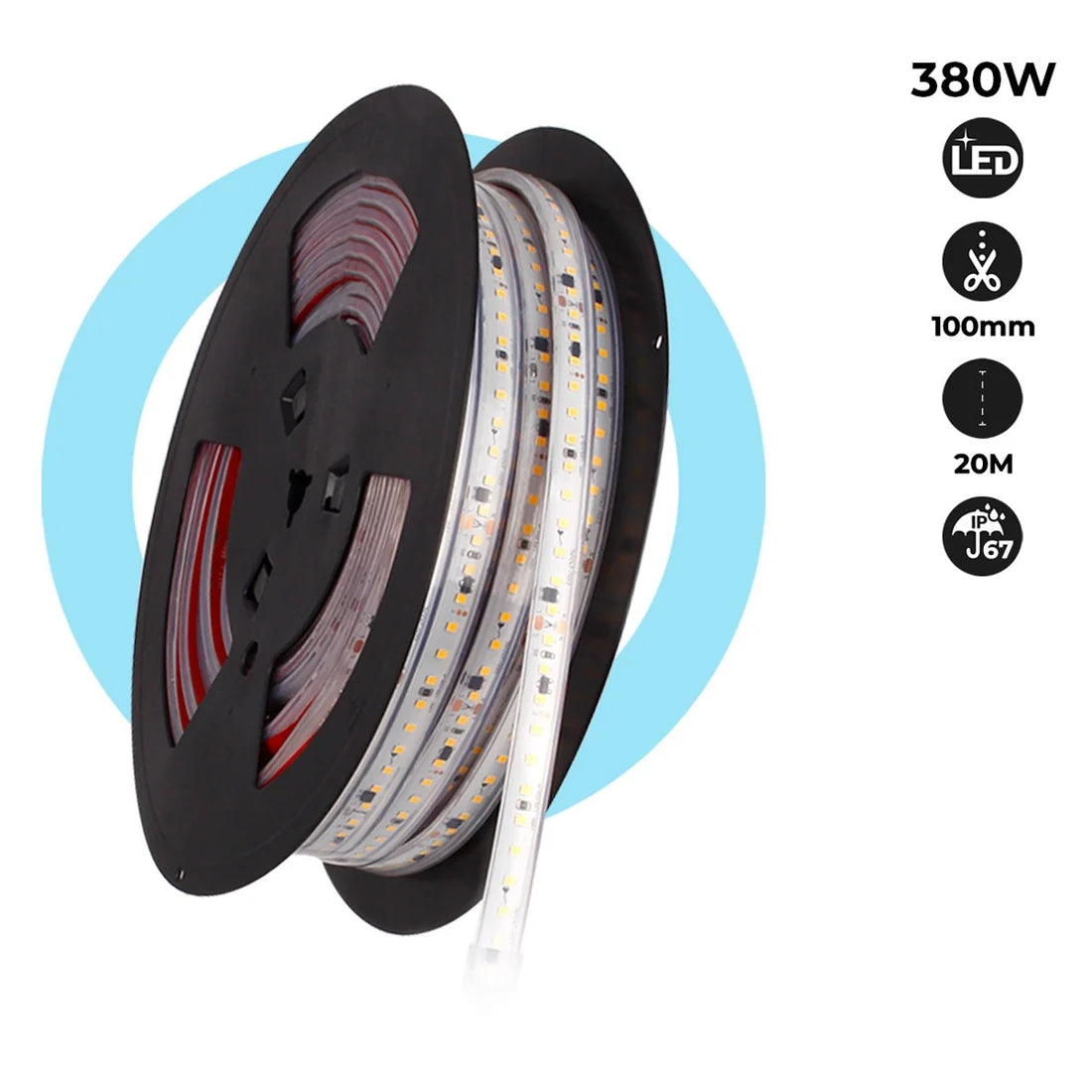 led traka 220v - snaga 380w kolut 20 metara - zaštita ip67