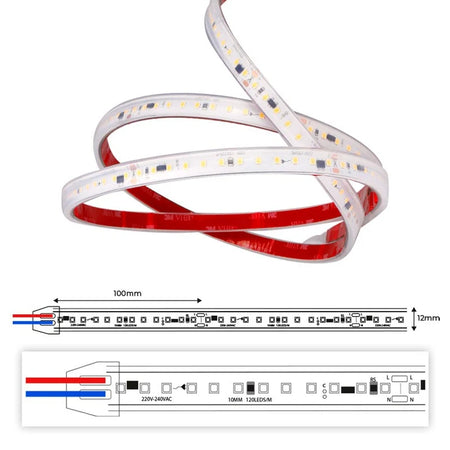 led traka 220v - prikaz dimenzija led trake