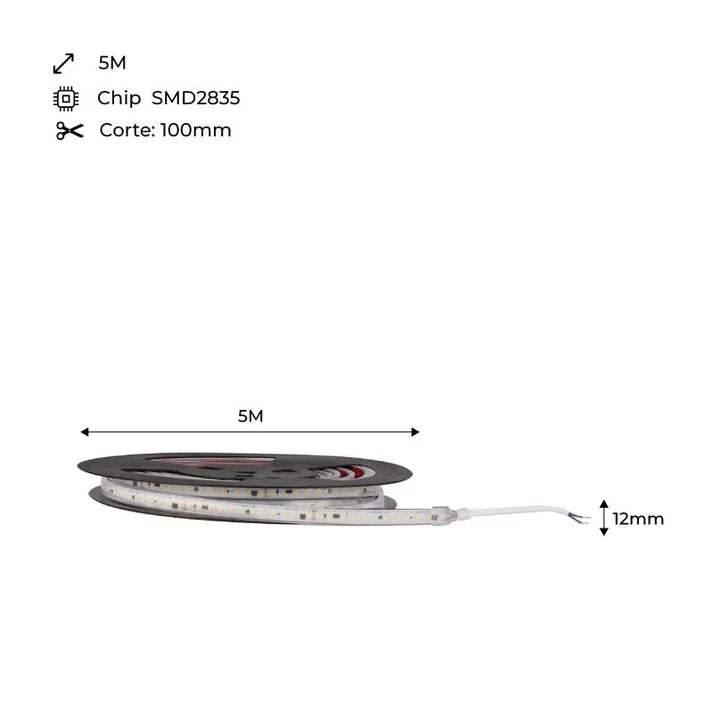 led traka 220v - prikaz dimenzija