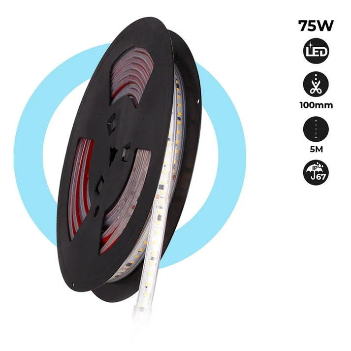 led traka 220v - ip67 zaštita, kolut 5 metara, snage 75W