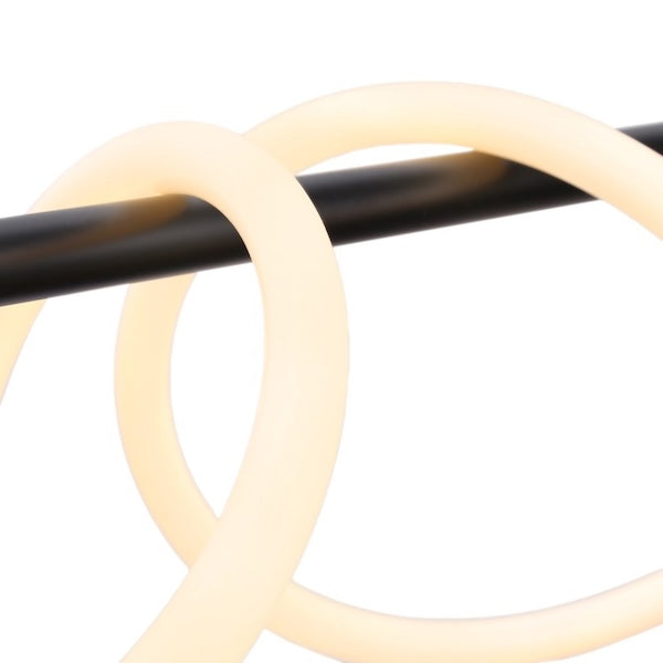 led viseća lampa sa neonskom cijevi u led izvedbi crne boje prikaz neonske cijevi iz bliza