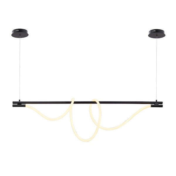 led viseća lampa sa neonskom cijevi u led izvedbi crne boje prikazana kako svjetli