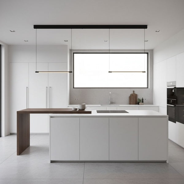 magnetna visilica linijsks crne boje za magnetnu rasvjetu - fotografirano u kuhinji