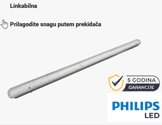 led vodotijesna svjetiljka 120cm s philips driverom i 5 godina garancije