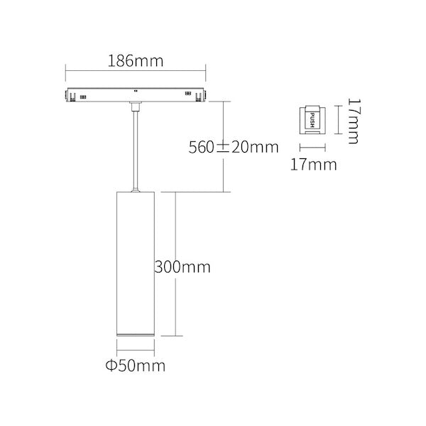 Magnetna tračna visilica crne boje -mogućnost dimanja - dimenzije