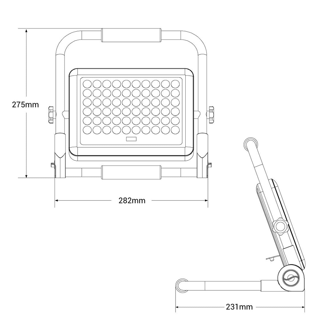 reflektor na baterije 100w - dimenzije
