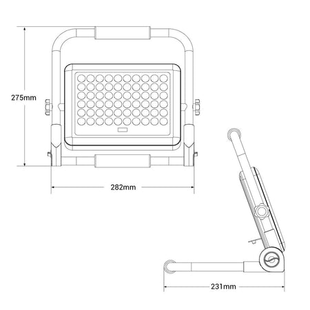 reflektor na baterije 100w - dimenzije