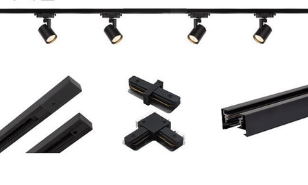 šinska rasvjeta set sa 4 gu10 šinska reflektora crne boje
