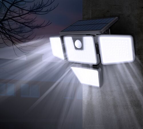 solarni reflektori sa senzorom pokreta crne boje - prikaz kako svjetli