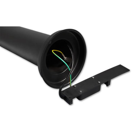 vanjska podna lampa sa utičnicom - crne boje - prikaz postolja lampe