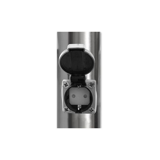 vanjska podna lampa sa utičnicom - sreberne boje - prikaz utičnice 