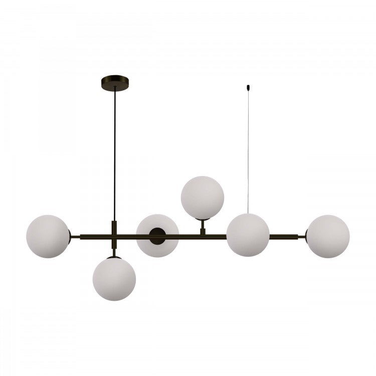 viseća lampa sa 6 grla za žarulje e14 crne boje