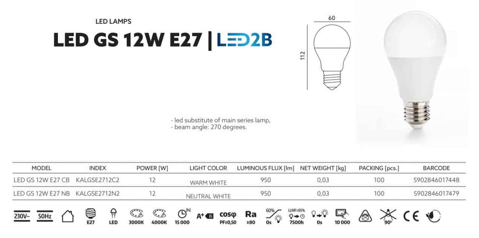 Žarulja E27 LED 12W 4000K