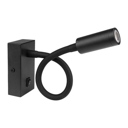 zidna lampa za čitanje crne boje slikana sa strane