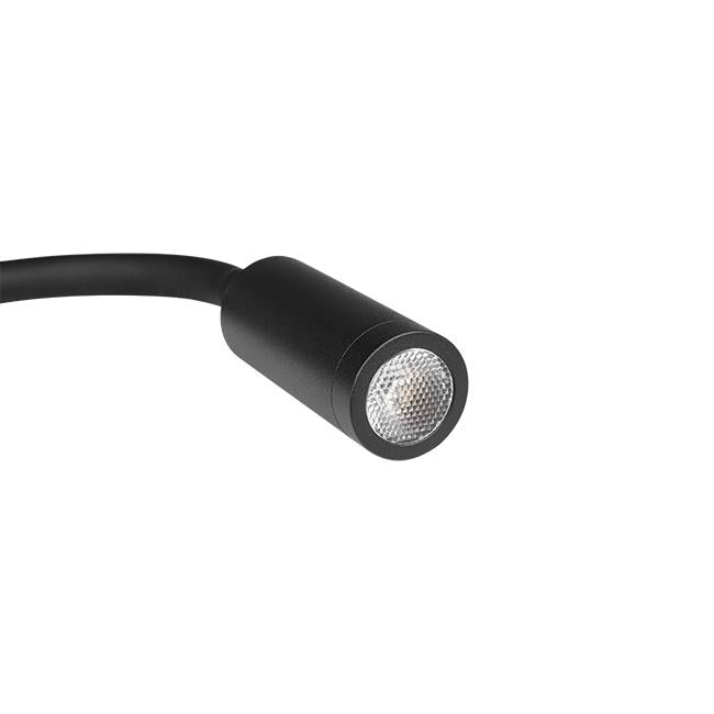 zidna lampa za čitanje crne boje slikana samo LED glava lampe