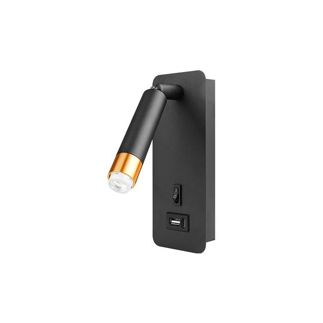 zidne lampe s prekidačem i usb utikačem crno zlatne boje